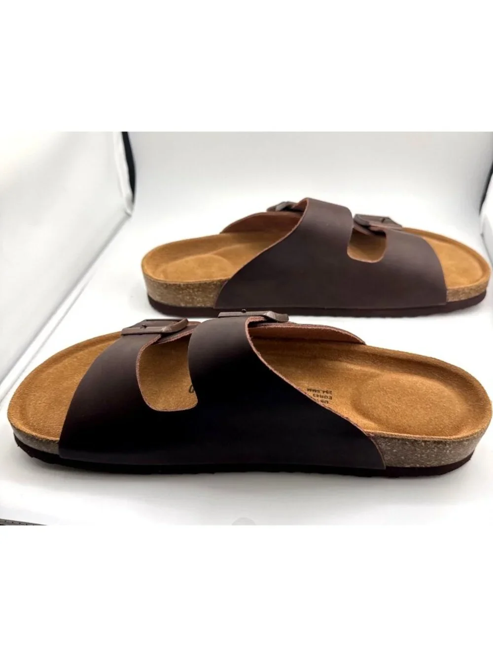Project Cloud Arizona Mens 10 Brown Leather Double Buckle Sandals 1160 NWT